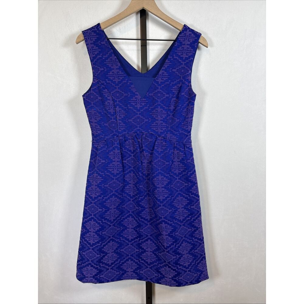 Maeve Anthropologie Averie Dress Size 4 Blue Textured Cotton Art to Wear Pockets